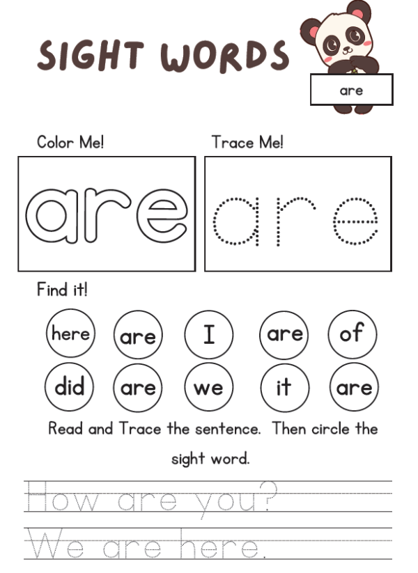 Sight Words Activity Worksheet for Kids - Image 4